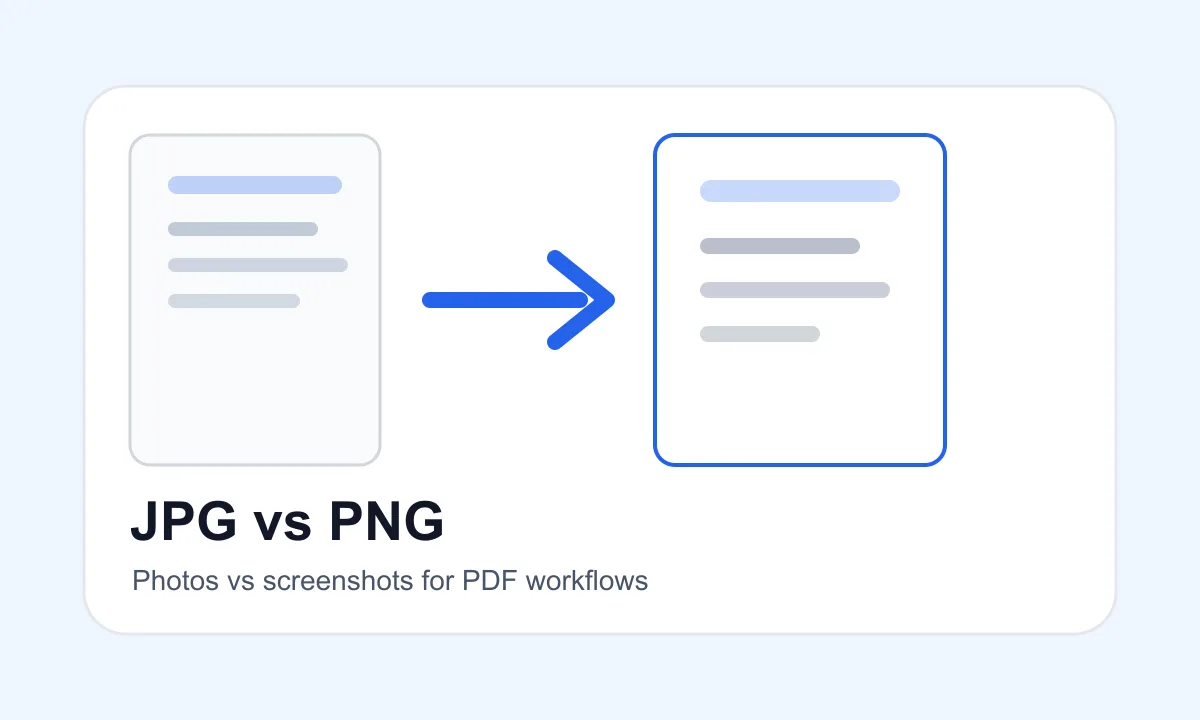 Comparison visual with image and PDF format cards
